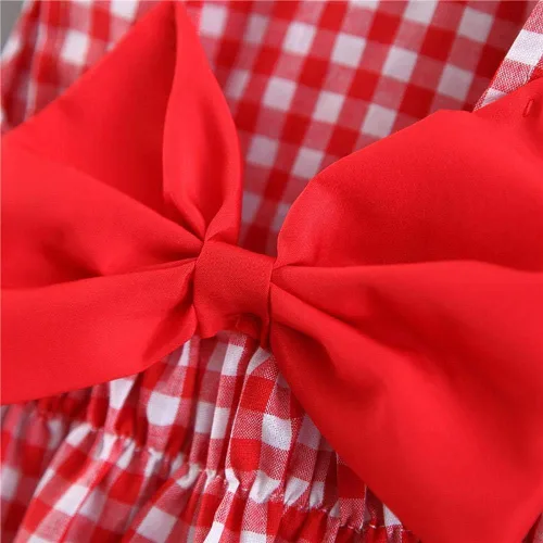 Vista 5 de IDOPIP Vestido de tutú para niña de verano, sin mangas, espalda descubierta, vestido de fiesta de cumpleaños, vestido de fiesta de flores con lazo
