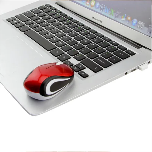 Vista 5 de YOCUNKER Mini mouse inalámbrico ultra portátil, 1000DPI Inalámbrico, 2.4 GHz con receptor USB, seguimiento óptico, 3 botones, PCportátil (rojo)