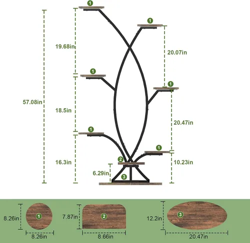 Vista 5 de Soporte para plantas de interior con luz de crecimiento, estante esquinero de 8 niveles para plantas de interior, estante de plantas de 57 pulgadas
