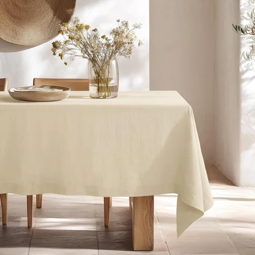 Vista 47 de Linen World - Mantel de lino de otoño de 90 x 60 pulgadas, mantel rectangular lavable de lino francés para comedor, al aire libre, bodas
