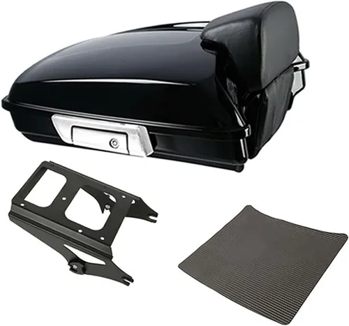 Vista 7 de TCMT Caja de maletero de motocicleta cortada con respaldo envolvente desmontable de dos plazas y soporte de montaje adecuado para Harley 2009-2013