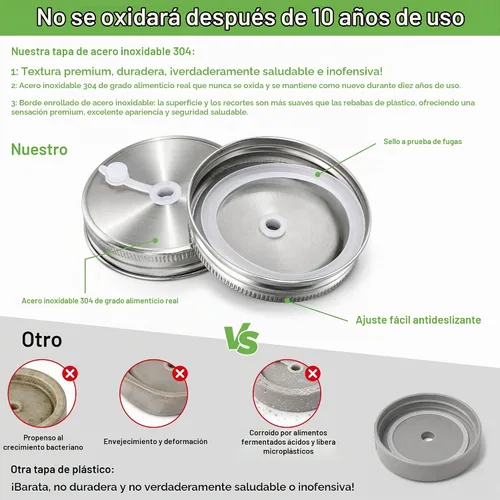 Vista 4 de Kit de fermentación para tarro de fermentación de masón de boca ancha para decapado y más