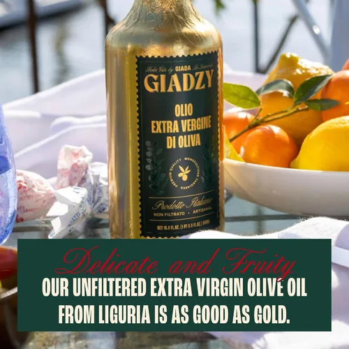 Vista 4 de Giadzy by Giada de Laurentiis Aceite de Oliva Virgen Extra - Aceite de oliva italiano prensado en frío sin filtrar de primera calidad, envoltura