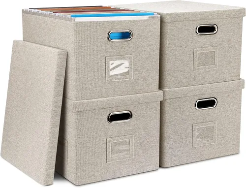 Vista 9 de Graciadeco Caja organizadora de archivos, coleccionista de almacenamiento plegable con tapa para cartas tamaño legal, carpetas colgantes decorativas