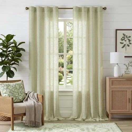 Vista 59 de jinchan Linen Blackout Curtains Back Tab 96 Inch 2 Panels Striped Blue Blue Stripe Lined