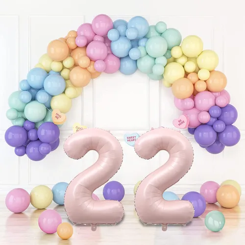Vista 2 de Globos de papel de aluminio de 40 pulgadas con el número 22, decoraciones para fiesta de cumpleaños número 22, boda, despedida de soltera