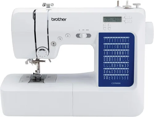 Vista 4 de Brother CS7000X Máquina de coser y acolchar computarizada, 70 puntadas integradas, pantalla LCD, mesa ancha, 10 prensatelas incluidos, blanco 70