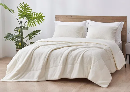 Vista 14 de Chezmoi Collection Zane - Juego de edredón Sherpa de 2 piezas, juego de ropa de cama reversible de microfibra lavada de doble cara