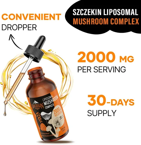 Vista 6 de Gotas de Complejo de Hongos Liposomal 2000 MG - 20 Extractos de Hongos Orgánicos - Fórmula Líquida Avanzada para la Inmunidad, Cognitiva y Memoria