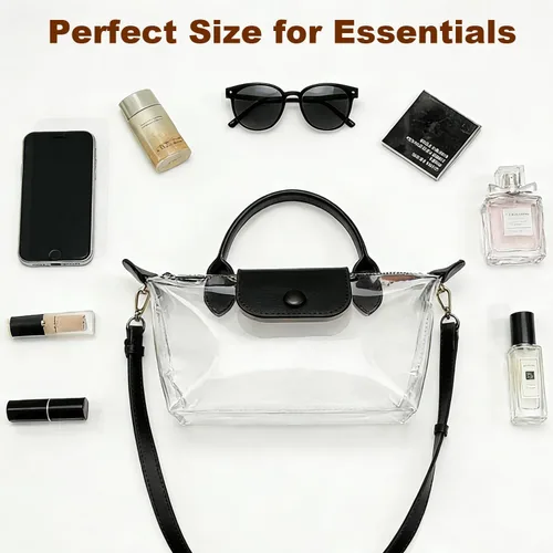 Vista 5 de Bolsa transparente para eventos en estadios, bolsa cruzada pequeña para mujeres y hombres, duradera e impermeable