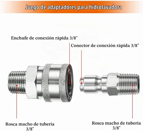Vista 2 de Hotop NPT - Kit de conector rápido macho y hembra de acero inoxidable de 3/8 pulgadas (4 piezas)