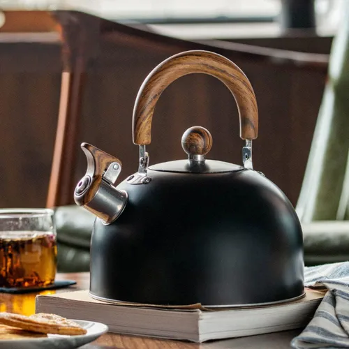 Vista 6 de Hervidor de té silbante – Hervidor de té de 3.1 cuartos de galón, tetera silbante de acero inoxidable para estufa, tetera silbato de 3 litros