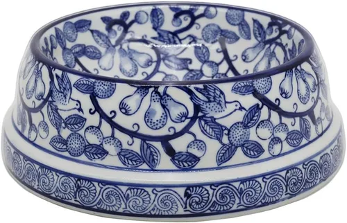 Vista 18 de Aimusego Plato chino de cerámica azul de 6.7 pulgadas para alimentos y agua para perros pequeños y medianos/gatos, tazón antideslizante de porcelana