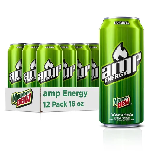 Vista 7 de Mtn Dew AMP Energy, original, bebida energética con cafeína, vitaminas B, latas de 16 onzas líquidas, (paquete de 24)