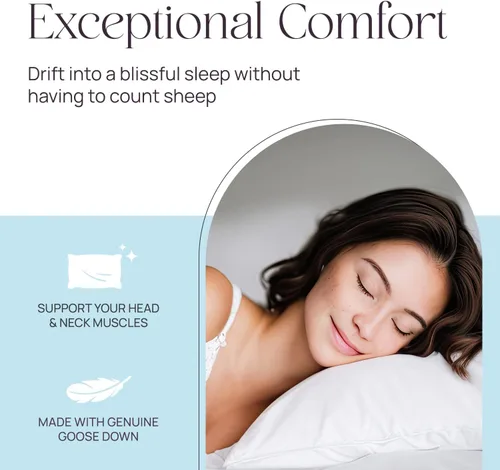 Vista 6 de East Coast Bedding Down and Feather Bed Pillow King Size Medium Support 10/90 Down Feather Fill 100% Cotton Shell 2 Pack