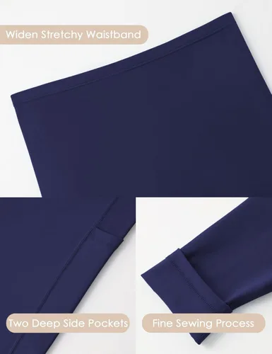 Vista 3 de POSHDIVAH Leggings de entrenamiento de maternidad para mujer sobre el vientre, pantalones de yoga con bolsillos, ropa deportiva suave, pantalones