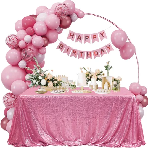 Vista 105 de Manteles redondos de lentejuelas negros para fiestas, de 121,9 cm, mantel redondo de purpurina ajustado, pequeño, lindo y dulce, para boda