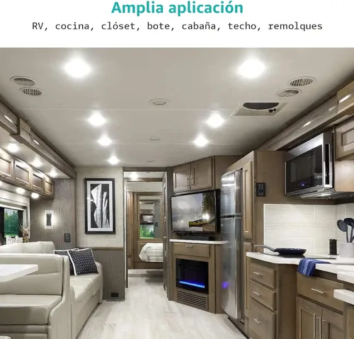 Vista 6 de RVZONE Paquete de 2 Luces LED de Techo Tipo Puck para RV Barco Luz Interior DC 12V Luz de Cúpula de Techo de Montaje en Superficie, Panel de 4.5W