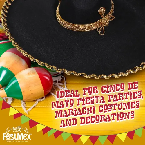 Vista 4 de Sombreros Mexicanos Charro Sombrero Mexicano y Sombrero de Mariachi, Sombrero Tradicional Mexicano para Adultos, Disfraz de Mariachi