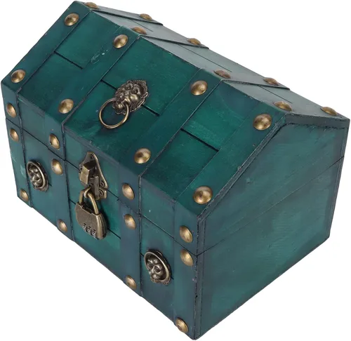 Vista 8 de DIYDEG Caja de madera del tesoro, hecha a mano, caja decorativa de gran capacidad con bloqueo de contraseña, estuche organizador para regalo