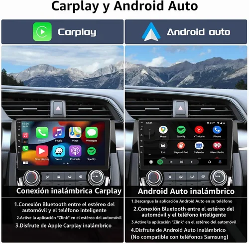 Vista 4 de Radio estéreo para coche Android 13 para Honda Civic 2016 2017 2018 2019 2020 con CarPlay inalámbrico Android Auto Mirror Link 2G+64G con Bluetooth