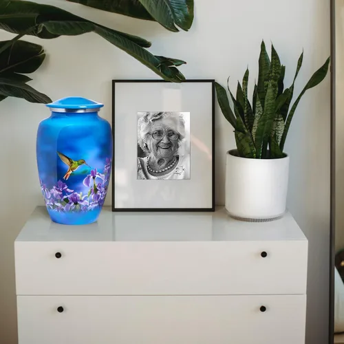 Vista 5 de Trupoint Memorials Urnas de Cremación para Cenizas Humanas de Adultos Mujeres, Urna Funeraria Decorativa para Hombres y Mujeres – Grande, Colibrí