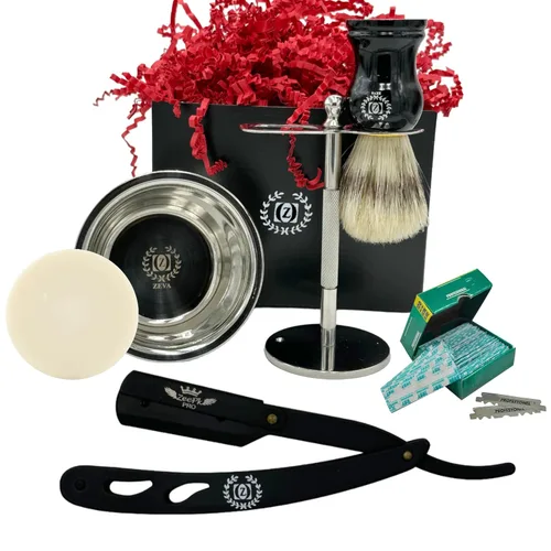 Vista 4 de BARBERO RASURAR NAVAJA CUCHILLA MAQUINILLA DE AFEITAR 100 DERBY Classic Shavette 100 Cuchillas de Repuesto Brocha de Afeitar Soporte de Afeitado