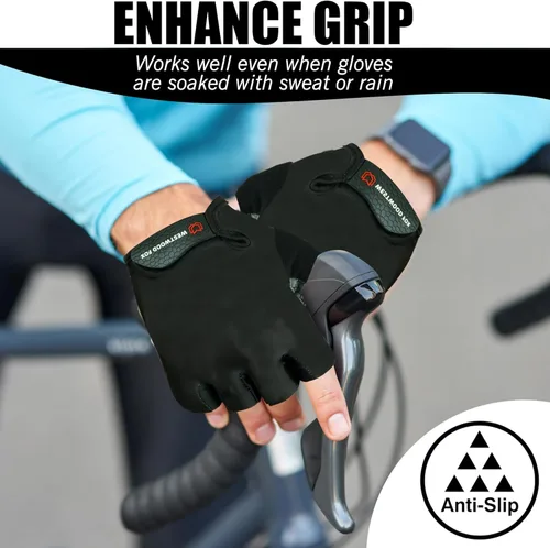 Vista 5 de WESTWOOD FOX Guantes de ciclismo de medio dedo, unisex, acolchados, para la palma de la mano, guantes de ciclismo de MTB para hombres y mujeres