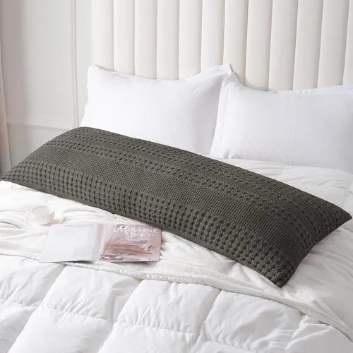 Vista 70 de PHF Fundas de almohada 100% algodón con tejido de gofre de 24 x 24 pulgadas, paquete de 2 fundas cuadradas para decoración elegante del hogar, sin