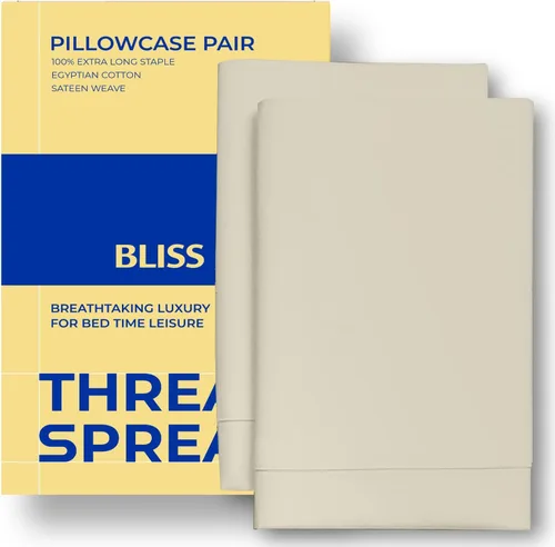 Vista 10 de Thread Spread Juego de 2 fundas de almohada 100 % de algodón egipcio, de la serie 600 Bliss, fundas de almohada de lujo de la serie 600