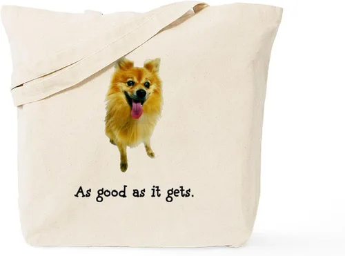 Vista 12 de CafePress Bolso de compras beige natural reutilizable de la lona de Pomerania del bolso de asas rojo negro
