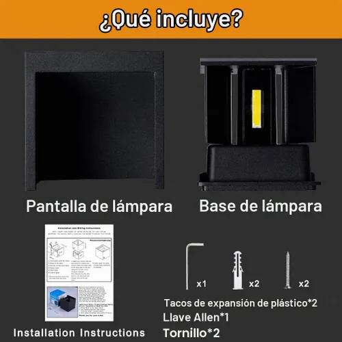 Vista 6 de Lámpara de pared LED impermeable de aluminio, luz impermeable para exteriores, 20 W, 100-277 V, 2800K-3000K (no regulable), luz de pared
