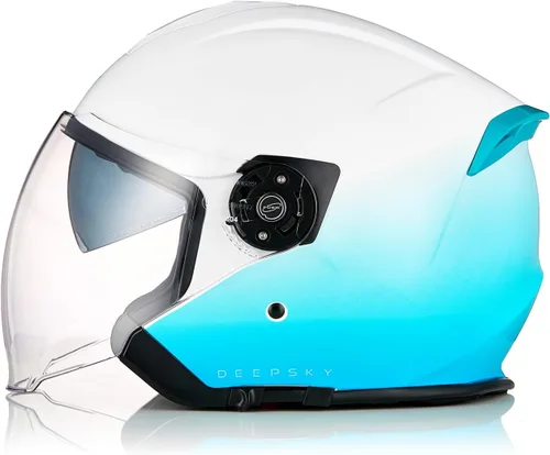 Vista 10 de ORIGINE Casco de motocicleta de cara abierta 3/4 con doble visera para scooters, aprobado por DOT