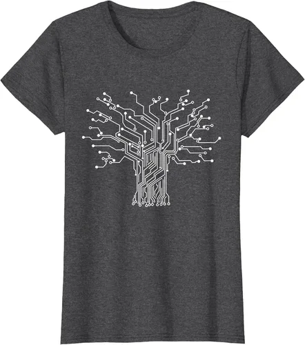 Vista 69 de Electronics Technician Binary Tree - Electrical Engineer T-Shirt Asphalt Grey