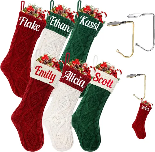 Vista 14 de Calcetines personalizados para mascotas Ulico, calcetines de Navidad personalizados para perros y gatos, calcetines de Navidad grandes bordados