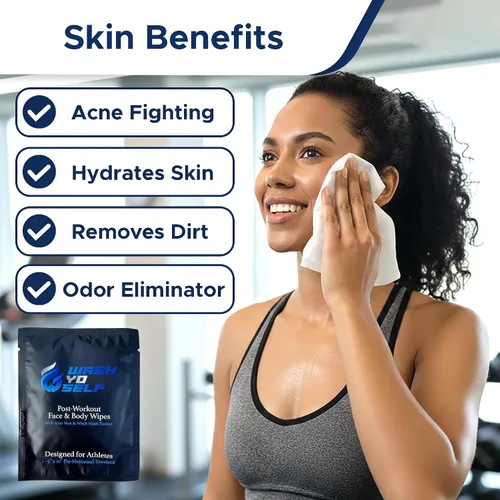 Vista 2 de Wash Yo Self Body Wipes - Toallitas húmedas desechables empaquetadas individualmente para niños y adultos, paquete de 40