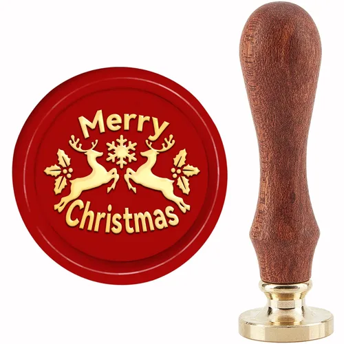 Vista 21 de CRASPIRE Sello de cera de Navidad X'Mas EVE para árbol de Navidad de 1.181 in/1.18 pulgadas, sello de sellado de cabeza de latón extraíble con mango