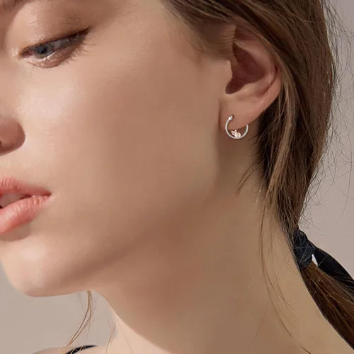 Vista 34 de VONALA Bonitos aretes de aro de plata de ley 925, regalos de cumpleaños para mujer