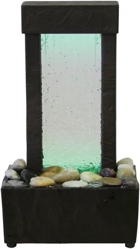 Vista 3 de Nature's Mark Fuente de Agua de Mesa con Espectáculo de Luces de Cristal Agrietado de 10" de Altura con Rocas Naturales de Río y Luces LED que Con