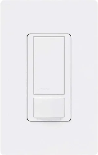 Vista 2 de Lutron Maestro Vacancy - Interruptor de luz con sensor de movimiento para baño, garaje, lavandería y armario, para cualquier bombilla, solo apagado