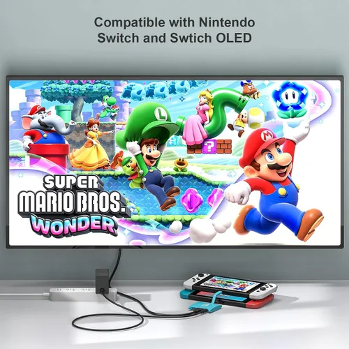 Vista 5 de Switch Dock Adapter for Nintendo SwitchOLED, Portable TV Dock Charging Station with HDMI USB 3.0 Port and 100W Fast Charging, USB C to HDMI Mini
