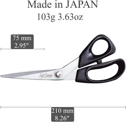 Vista 2 de CANARY Tijeras de costura japonesas de 8.25 pulgadas, hechas en Japón, tijeras de sastre para el hogar, para tela, tela, costura, hoja de acero