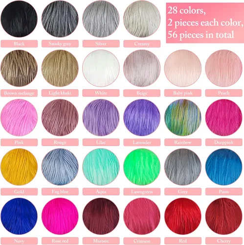 Vista 2 de SIQUK 56 pompones de piel sintética de zorro con lazo elástico para sombreros, bufandas, guantes, bolsas, accesorios (color brillante)