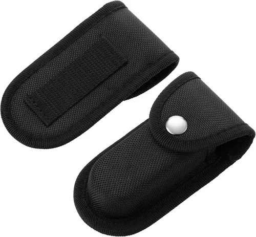 Vista 7 de Funda de nailon para cuchillos de bolsillo, bolsa multiherramienta de 4 pulgadas, funda plegable para cinturón de cuchillo con cierre a presión