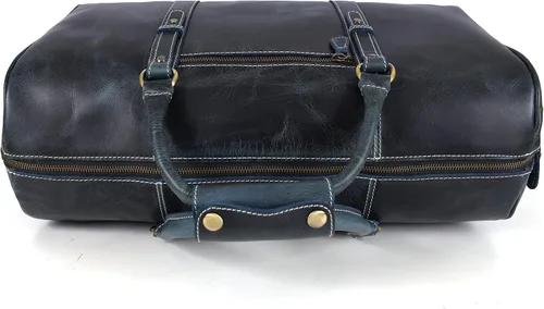 Vista 6 de Bolsa de viaje de cuero Bolsa deportiva para gimnasio, bolsa de mano para equipaje de avión, regalo para el día del padre por Aaron Leather Goods
