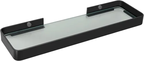 Vista 9 de Z metnal Estantes pequeños de vidrio para baño, estante flotante negro mate, mini organizador de estantes de pared, montaje en la pared
