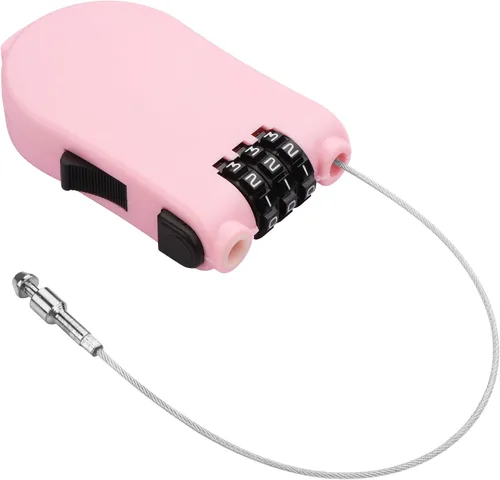 Vista 7 de YAODHAOD Candado de cable de combinación, cerradura de equipaje retráctil de cable de acero con cable de acero retráctil de 39 pulgadas, cerradura