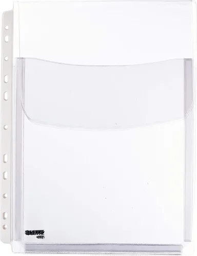 Vista 2 de Leitz 47573003 - Bolsillo perforado de plástico premium A4, expansible, 200 hojas, PVC de 170 micrones, solapa superior, paquete de 5