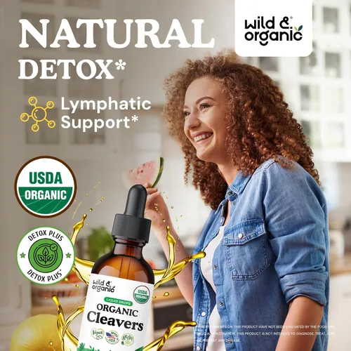 Vista 2 de USDA Organic Cleavers Gotas de drenaje linfático - Extracto de cuchillas - 2 oz
