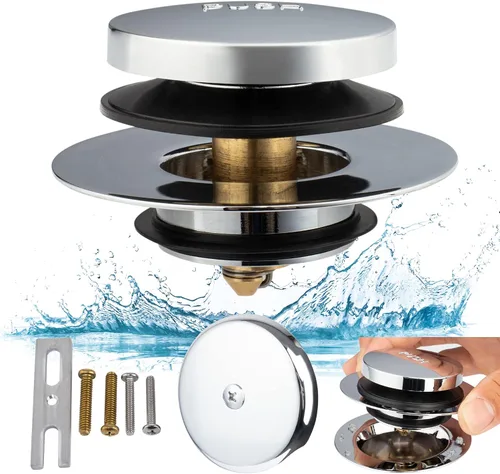 Vista 12 de Artiwell Kit universal de conversión de desagüe de bañera de punta – Kit de recambio de drenaje de bañera con placa frontal de desbordamiento de 1